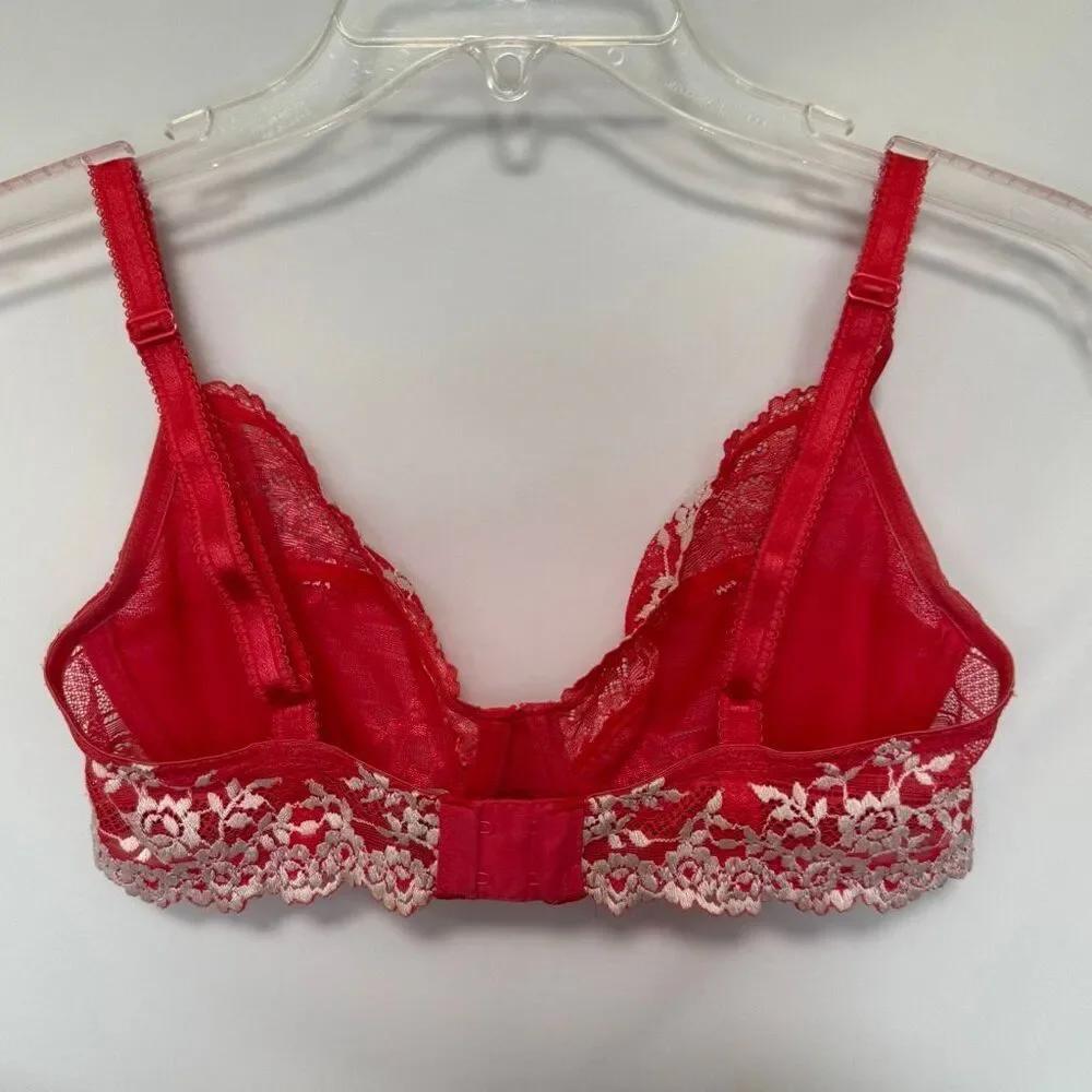 C41 Wacoal Embrace Lace Underwire Bra size 34D 65191 coral lace